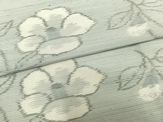 平和屋着物▽上質な紬 単衣 草花文 正絹 逸品 AAAZ9219fy