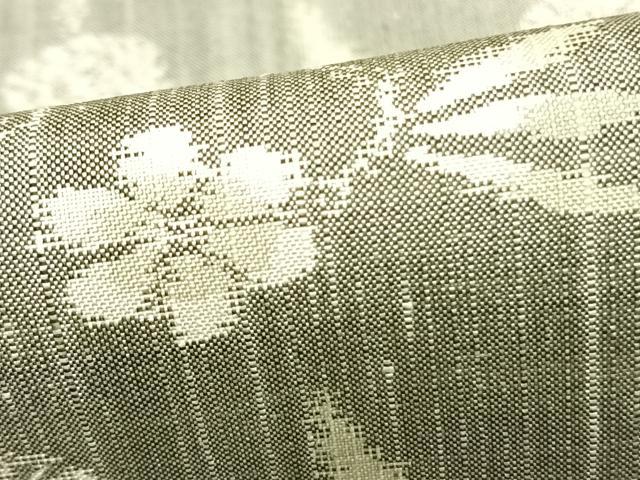 平和屋着物▽上質な紬 単衣 草花文 正絹 逸品 AAAZ9228fy
