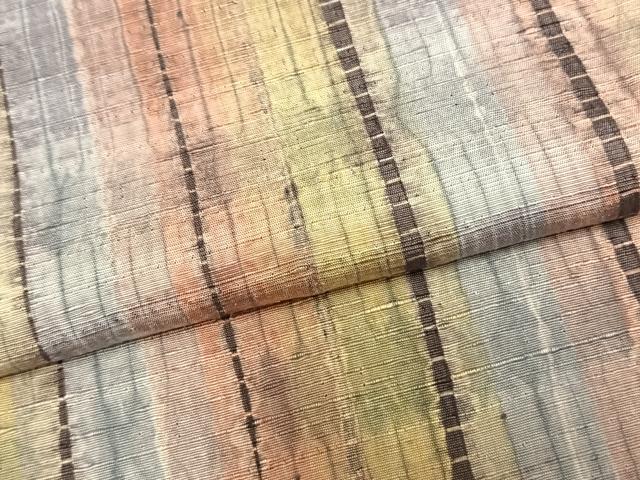 平和屋着物▽上質な紬 単衣 絞り 間道 正絹 逸品 AAAZ9229fy