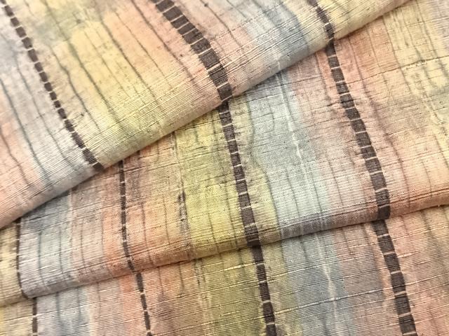平和屋着物▽上質な紬 単衣 絞り 間道 正絹 逸品 AAAZ9229fy