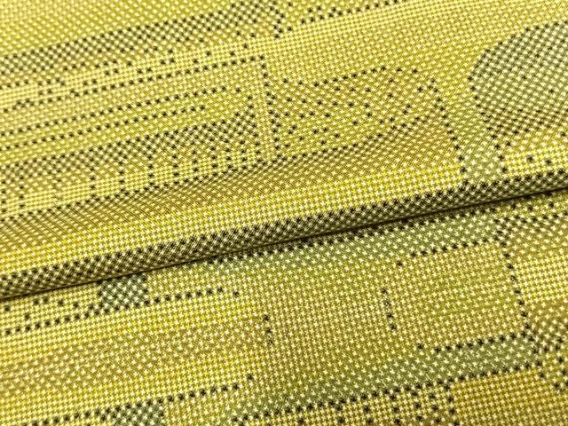 平和屋着物▽本場大島紬 単衣 7マルキ エ霞文 正絹 逸品 未使用 AAAZ9233fy