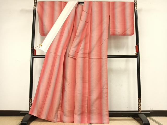 平和屋着物▽上質な紬 単衣 間道 正絹 逸品 AAAZ9247fy