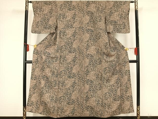 平和屋着物▽上質な小紋 単衣 花唐草文 鬼しぼ縮緬 正絹 逸品 未使用 AAAZ9254fy