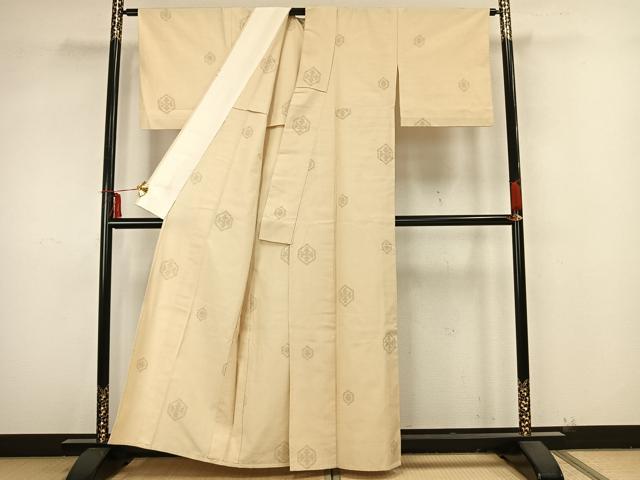 平和屋着物▽上質な紬 単衣 80亀甲 亀甲文 正絹 逸品 AAAZ9258fy