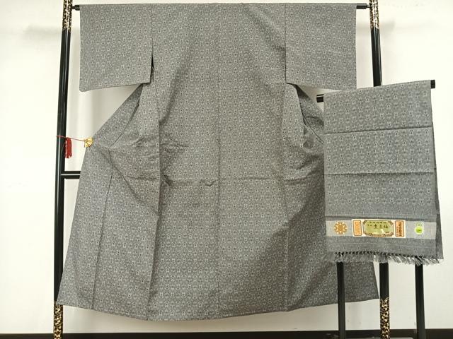 平和屋着物▽雪匠紬 単衣 花尽くし 手織 証紙付き 正絹 逸品 AAAZ9267fy