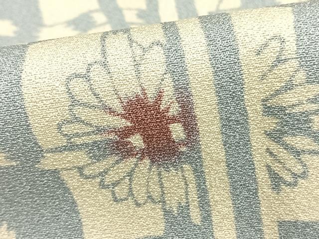 平和屋着物▽上質な小紋 単衣 市松花文 正絹 逸品 AAAZ9272fy