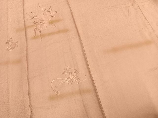 平和屋着物▽無地絵羽訪問着 単衣 総刺繍 扇面草花文 暈し染め 正絹 逸品 AAAZ9278fy