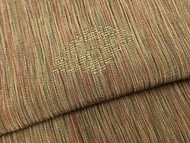 平和屋着物▽上質な紬 単衣 扇文 正絹 逸品 AAAZ9279fy
