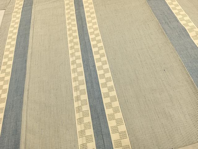 平和屋着物▽結城紬 奥順 はたおり娘 単衣 80亀甲 縞 正絹 逸品 AAAZ9284fy