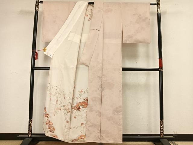 平和屋着物▽訪問着 無双 紗袷 紗×絽 地紙草花文 正絹 逸品 AAAZ9295fy