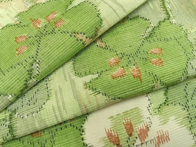 平和屋着物▽上質な紬 単衣 草花文 正絹 逸品 AAAZ9298fy