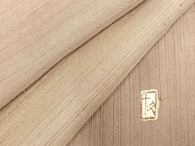 平和屋着物▽加賀友禅の巨匠 初代 由水十久監修 紬 単衣 色無地 亜麻色 正絹 逸品 AAAZ9299fy