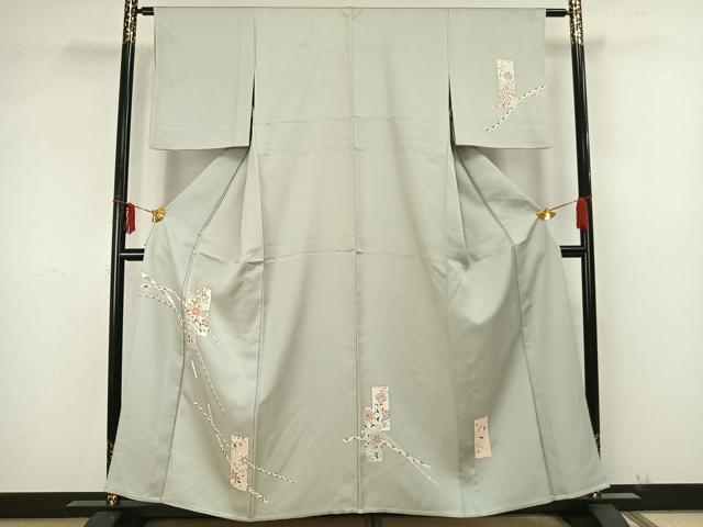 平和屋着物▽訪問着 単衣 色紙草花文 金彩 正絹 逸品 AAAZ9304fy