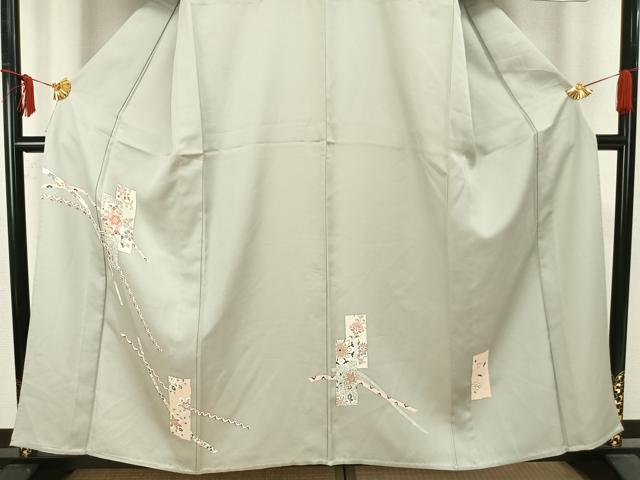 平和屋着物▽訪問着 単衣 色紙草花文 金彩 正絹 逸品 AAAZ9304fy