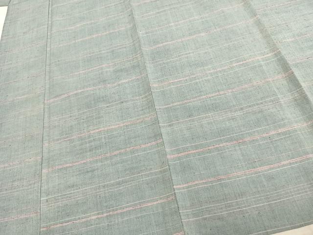 平和屋着物▽上質な紬 単衣 横縞 正絹 逸品 未使用 AAAZ9305fy