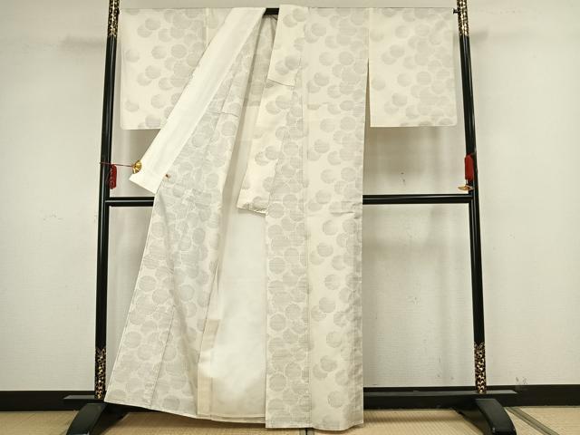 平和屋着物▽本場大島紬 白大島 単衣 雪輪文 さが美扱い 正絹 逸品 AAAZ9308fy