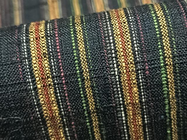 平和屋着物▽上質な紬 単衣 縞 正絹 逸品 AAAZ9310fy