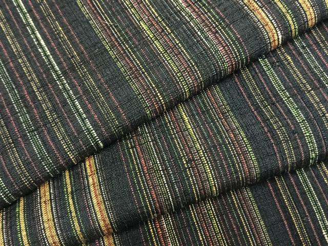 平和屋着物▽上質な紬 単衣 縞 正絹 逸品 AAAZ9310fy