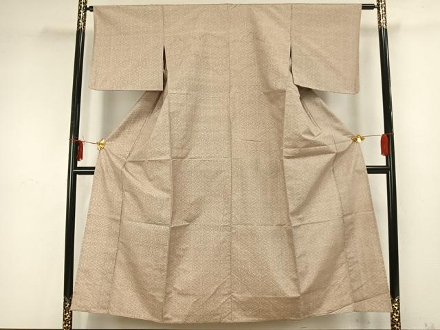 平和屋着物▽上質な紬 単衣 菱文 正絹 逸品 AAAZ9330fy