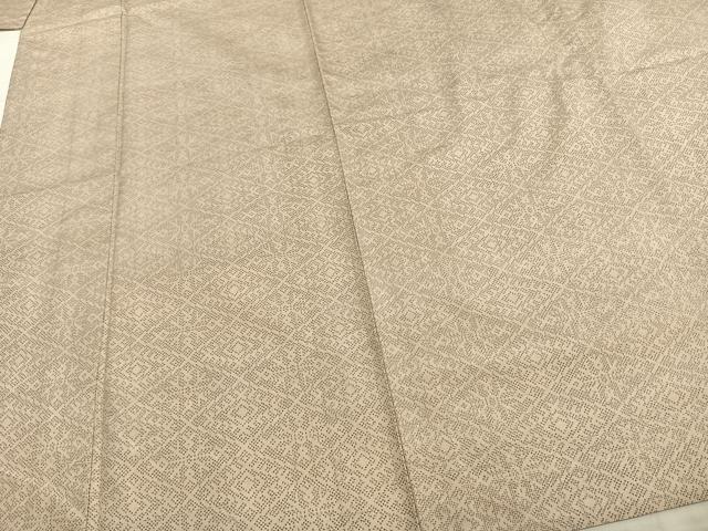 平和屋着物▽上質な紬 単衣 菱文 正絹 逸品 AAAZ9330fy