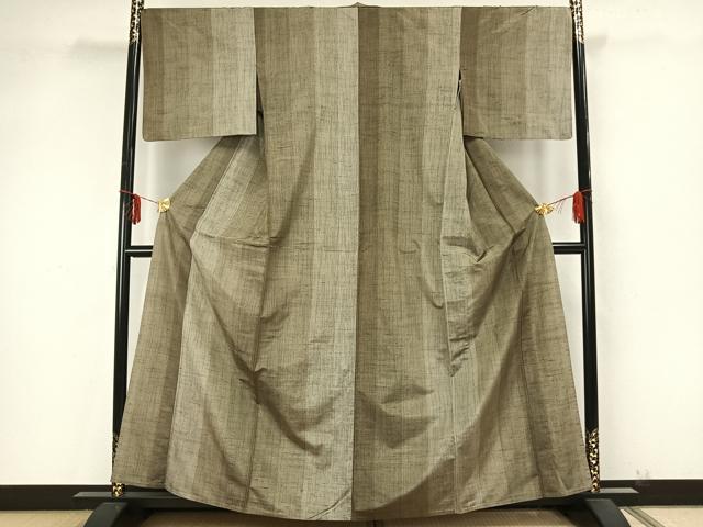 平和屋着物▽上質な紬 単衣 間道 正絹 逸品 AAAZ9332fy