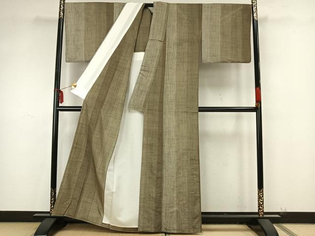 平和屋着物▽上質な紬 単衣 間道 正絹 逸品 AAAZ9332fy