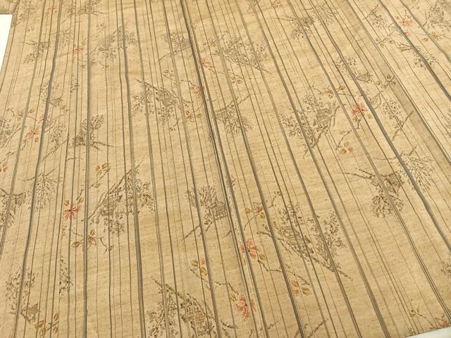 平和屋着物▽上質な紬 単衣 枝葉文 正絹 逸品 AAAZ9333fy