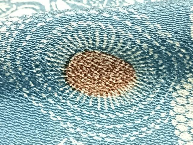 平和屋着物▽上質な小紋 単衣 藍 型染め 切嵌花文 正絹 逸品 AAAZ9336fy