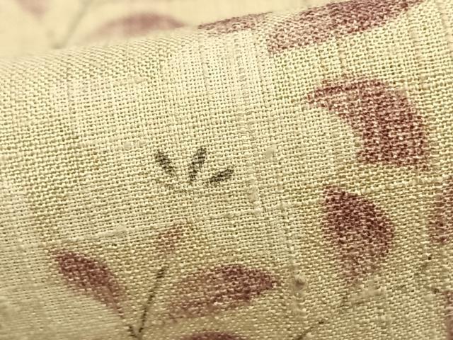 平和屋着物▽上質な紬 生紬 単衣 草花文 正絹 逸品 AAAZ9339fy
