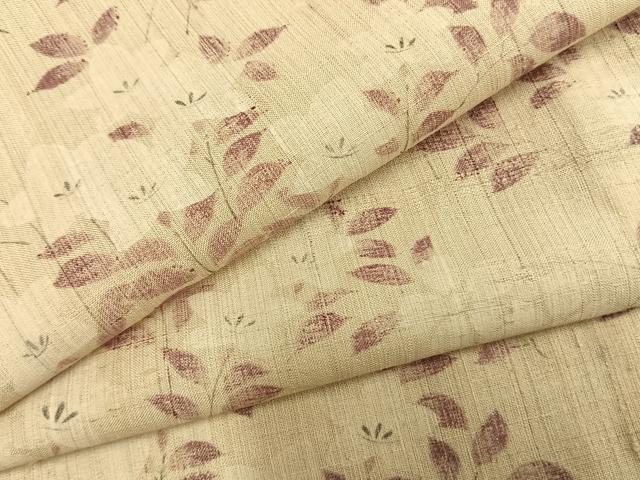 平和屋着物▽上質な紬 生紬 単衣 草花文 正絹 逸品 AAAZ9339fy