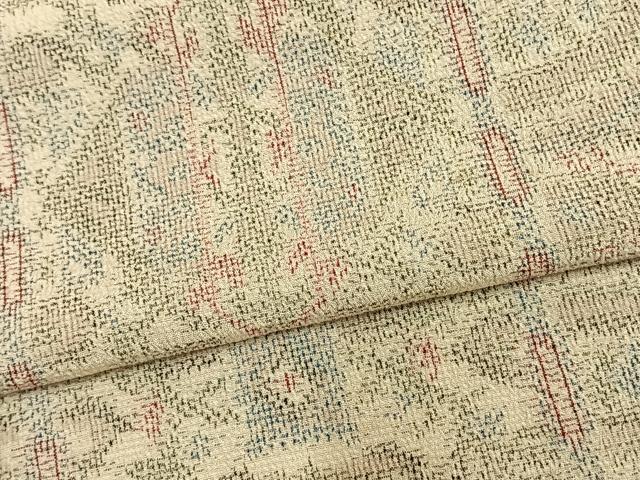 平和屋着物▽本塩沢 単衣 幾何学文 正絹 逸品 AAAZ9342fy