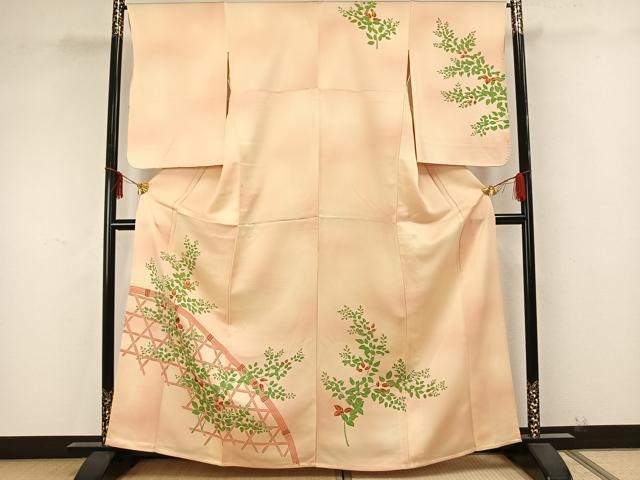 平和屋着物▽訪問着 単衣 刺繍 風景枝花文 正絹 逸品 未使用 AAAZ9346fy