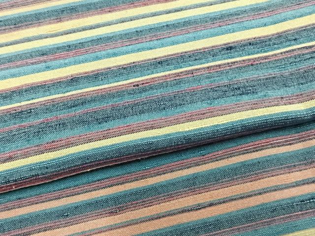 平和屋着物▽上質な紬 単衣 横縞 正絹 逸品 AAAZ9358fy