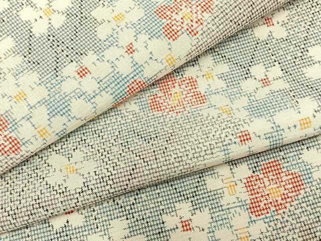 平和屋着物▽本場大島紬 単衣 切嵌花文 正絹 逸品 AAAZ9363fy