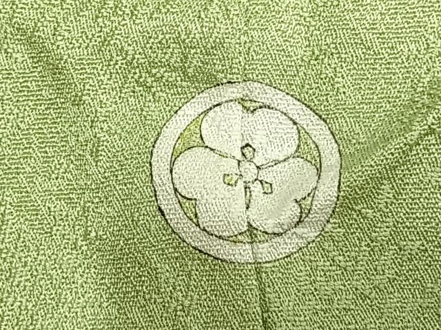 平和屋着物▽上質な色無地 単衣 風景地紋 若菜色 ロング丈 正絹 逸品 AAAX6166mfy