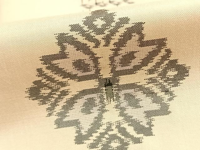 平和屋着物▽本場大島紬 単衣 吉祥花文 正絹 逸品 AAAZ9369fy