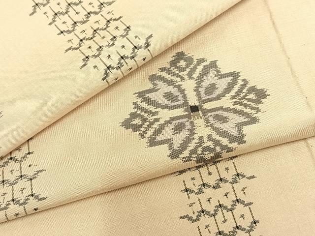 平和屋着物▽本場大島紬 単衣 吉祥花文 正絹 逸品 AAAZ9369fy