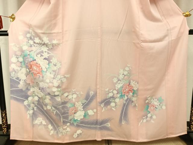 平和屋着物▽訪問着 単衣 刺繍 草花文 暈し染め 正絹 逸品 AAAZ9370fy