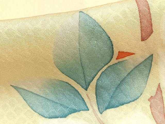 平和屋着物▽上質な小紋 単衣 枝葉文 正絹 逸品 AAAZ9377fy