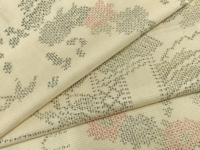 平和屋着物▽上質な紬 単衣 風景草花文 正絹 逸品 AAAZ9389fy