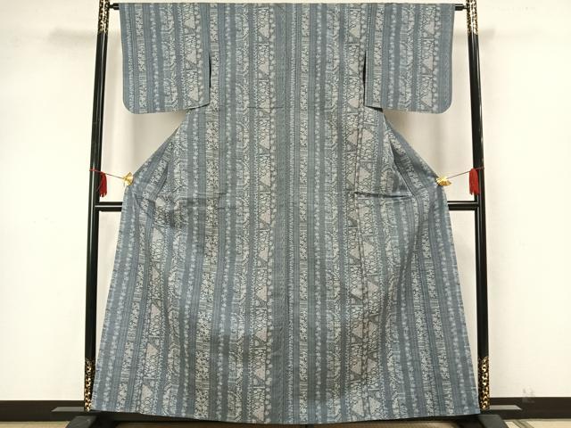 平和屋着物▽上質な紬 単衣 間道 正絹 逸品 AAAZ9394fy