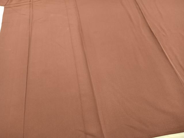 平和屋着物▽上質な色無地 単衣 市松地紋 小豆色 正絹 逸品 AAAZ9403fy