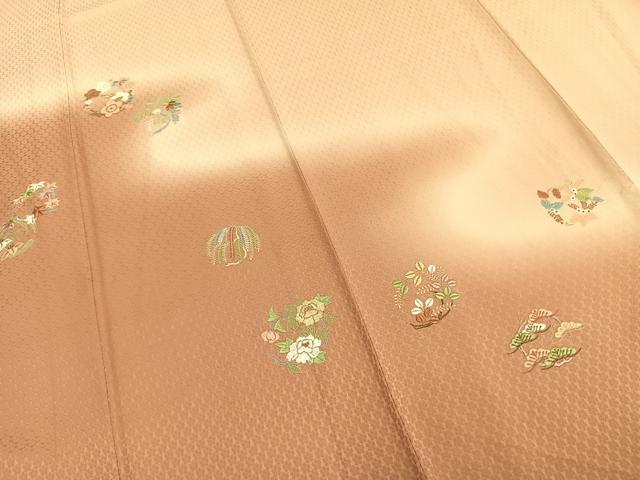 平和屋着物▽訪問着 単衣 総刺繍 草花文 暈し染め 正絹 逸品 AAAZ9410fy