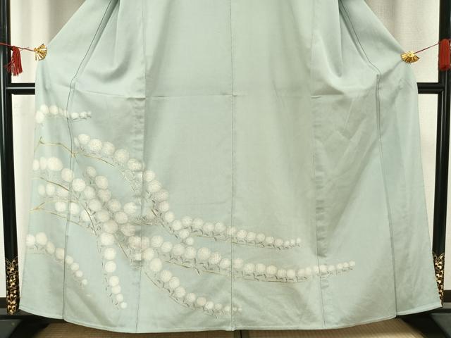 平和屋着物▽訪問着 単衣 手描き 枝花文 正絹 逸品 AAAZ9414fy