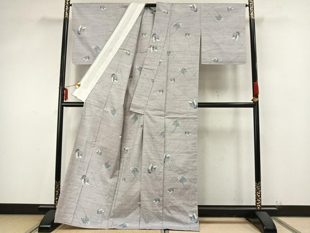平和屋着物▽上質な紬 単衣 舞蝶文 正絹 逸品 未使用 AAAZ9416fy