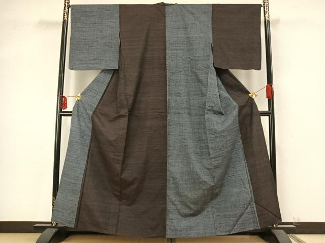 平和屋着物▽上質な紬 単衣 霞文 やまと誂製 正絹 逸品 AAAZ9427fy