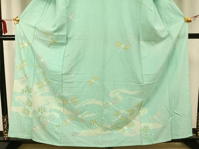 平和屋着物▽訪問着 単衣 紬地 絞り 勝虫 正絹 逸品 AAAZ9428fy