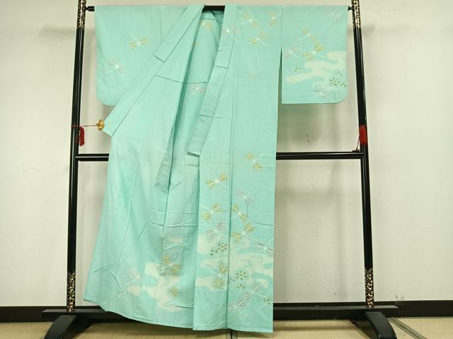 平和屋着物▽訪問着 単衣 紬地 絞り 勝虫 正絹 逸品 AAAZ9428fy