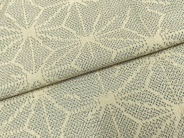 平和屋着物▽お召 単衣 麻の葉文様 反端付き 正絹 逸品 AAAZ9441fy