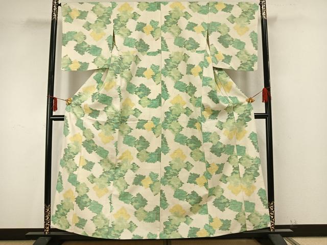 平和屋着物▽上質な紬 単衣 幾何学文 正絹 逸品 AAAZ9446fy